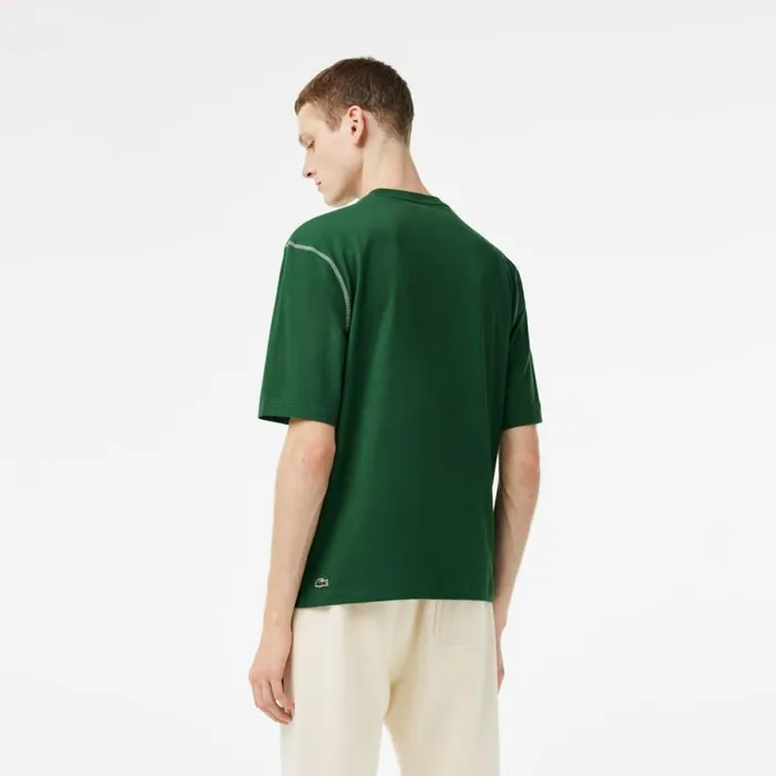 TShirts Men Lacoste Mens SPORT Roland Garros Edition Chunky Jersey TShirt Pine Green 132