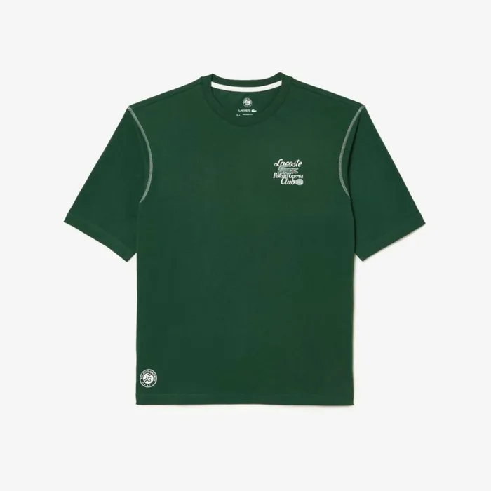 TShirts Men Lacoste Mens SPORT Roland Garros Edition Chunky Jersey TShirt Pine Green 132