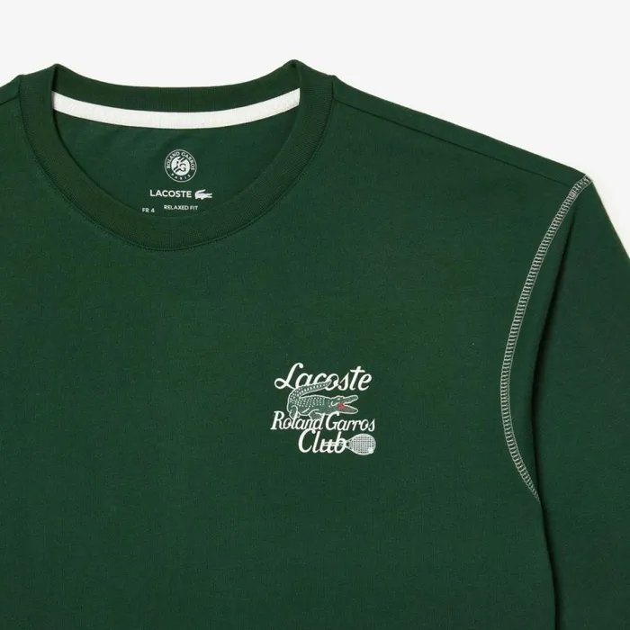 TShirts Men Lacoste Mens SPORT Roland Garros Edition Chunky Jersey TShirt Pine Green 132