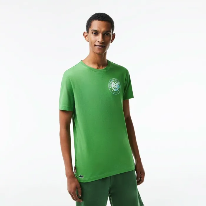 TShirts Men Lacoste Mens SPORT Roland Garros Edition Logo TShirt Tarragon Green L94