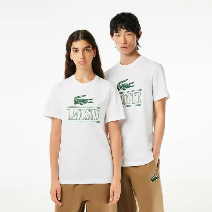 TShirts MenWomen Lacoste Unisex Regular Fit Heavy Cotton Jersey TShirt White 001