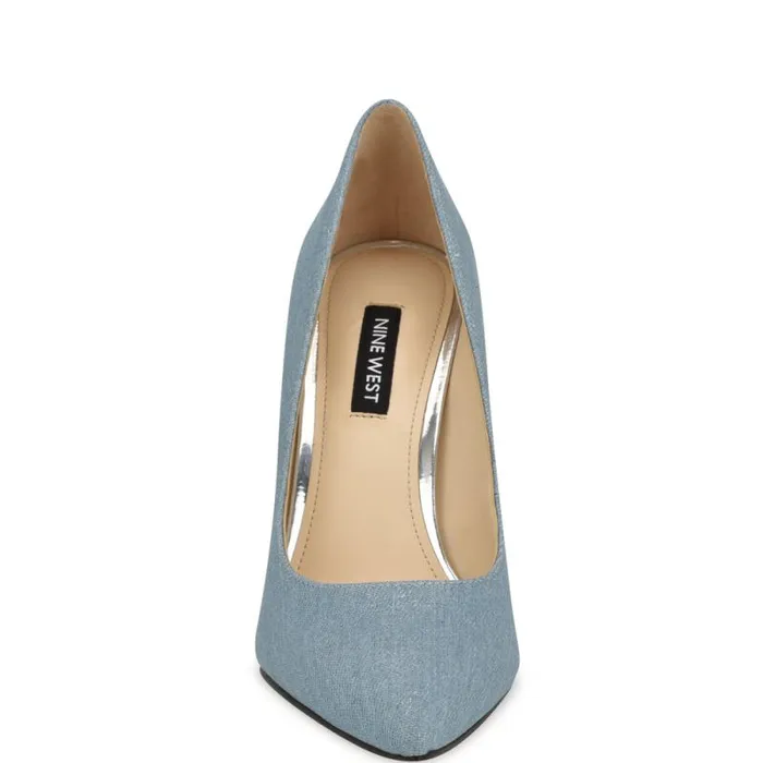 Tatiana Pointy Toe Pumps Silver Denim Women Nine West Heels Tatiana Pointy Toe Pumps Silver Denim Women Nine West Heels