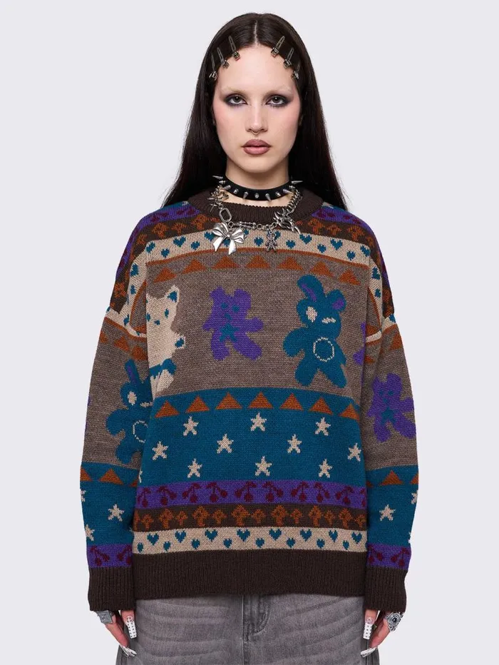 Teddy Tapestry Jacquard Sweater Women Minga London Knitwear