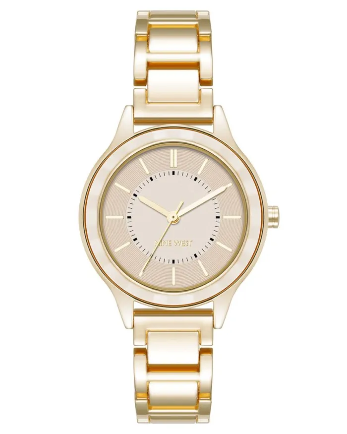 Textured Bezel Bracelet Watch Creamgold Women Nine West Straps