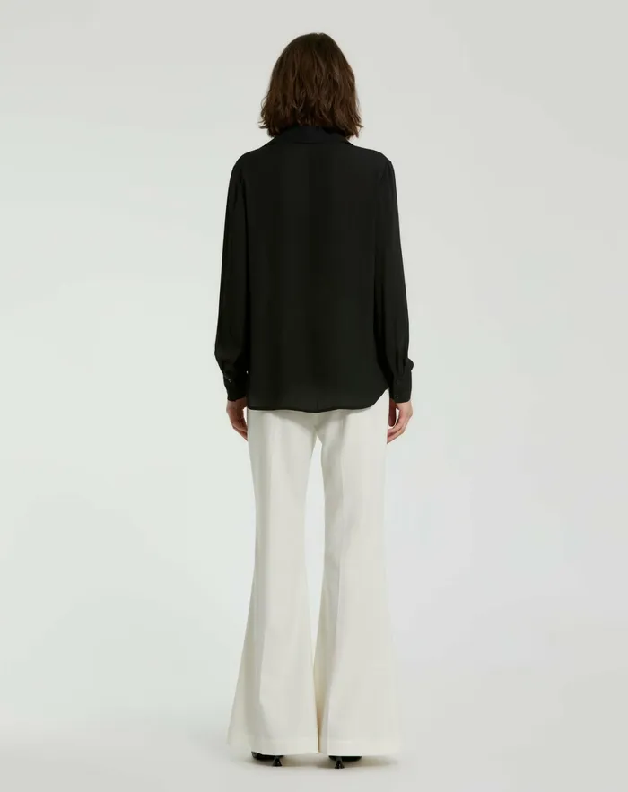 The Bentley Long Sleeve Button Up Georgette Blouse 8211 FINAL SALE Black Blouses and Tops Mac Duggal Women