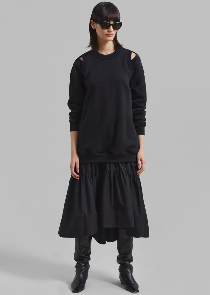 The Frankie Shop 31 Phillip Lim French Terry Oversized Midi Dress 8211 Black Shop Clothing