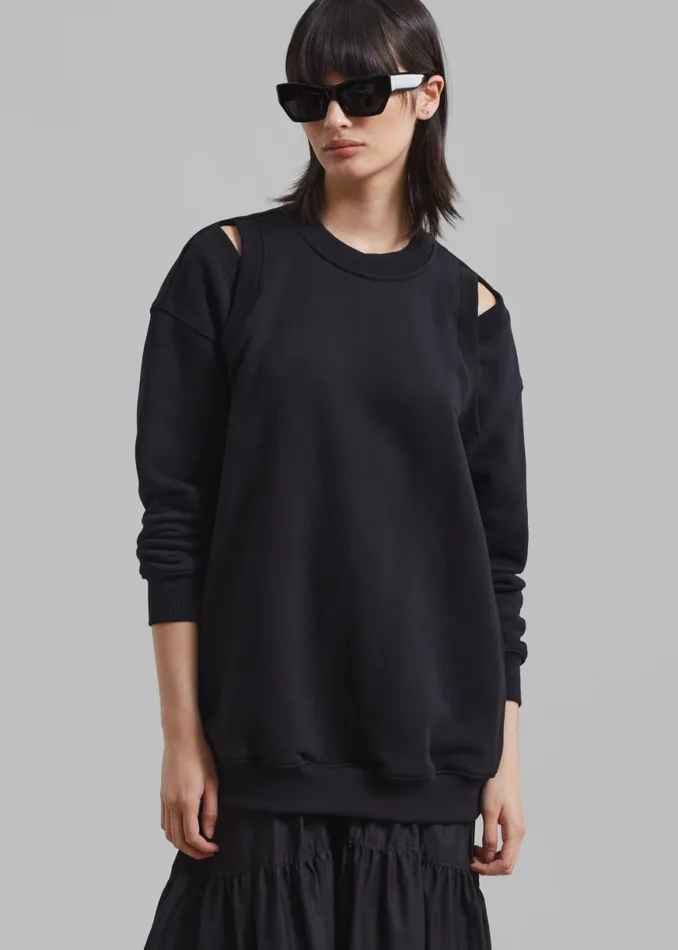 The Frankie Shop 31 Phillip Lim French Terry Oversized Midi Dress 8211 Black Shop Clothing