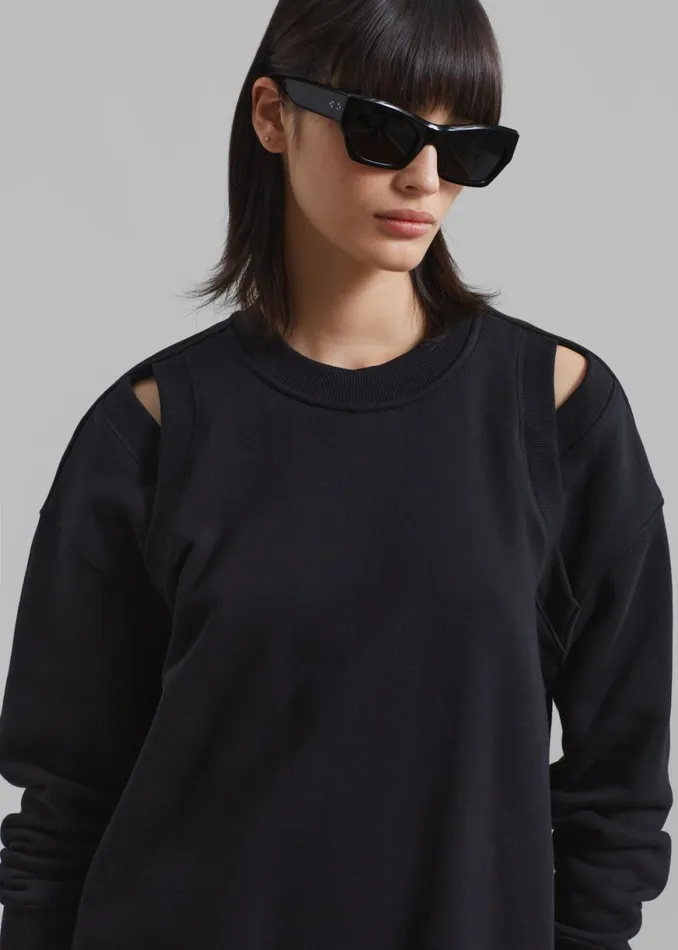 The Frankie Shop 31 Phillip Lim French Terry Oversized Midi Dress 8211 Black Shop Clothing