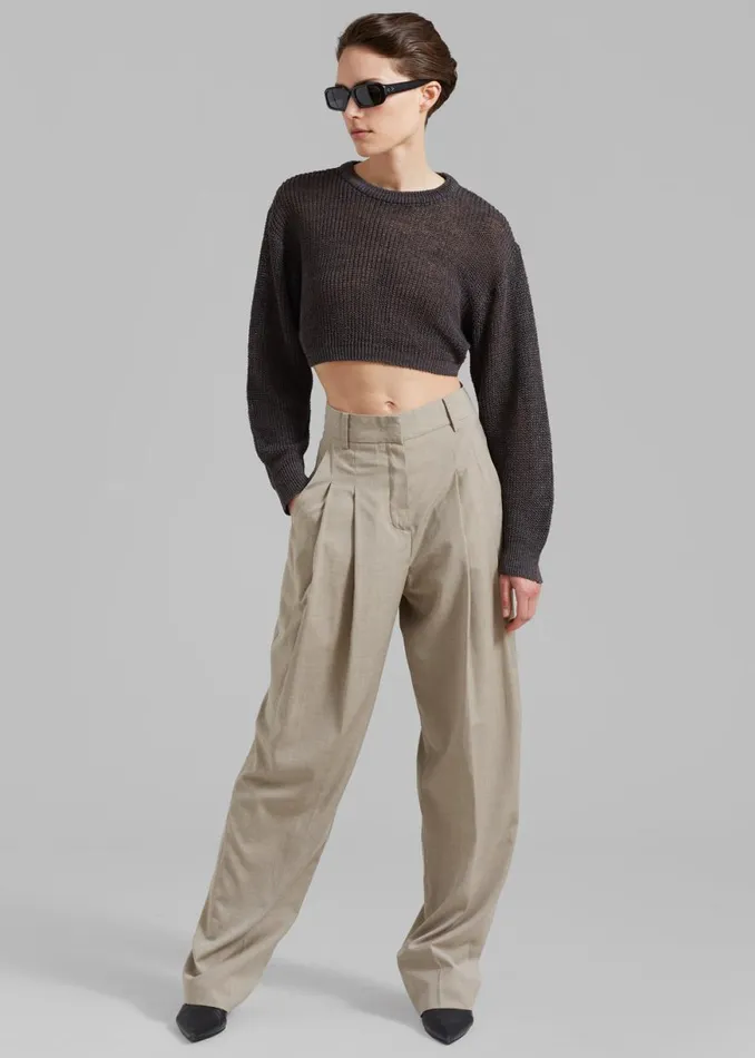 The Frankie Shop Abi Cropped Knit Top 8211 Charcoal Shop Knitwear