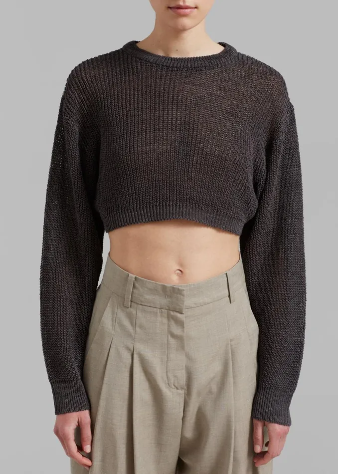 The Frankie Shop Abi Cropped Knit Top 8211 Charcoal Shop Knitwear