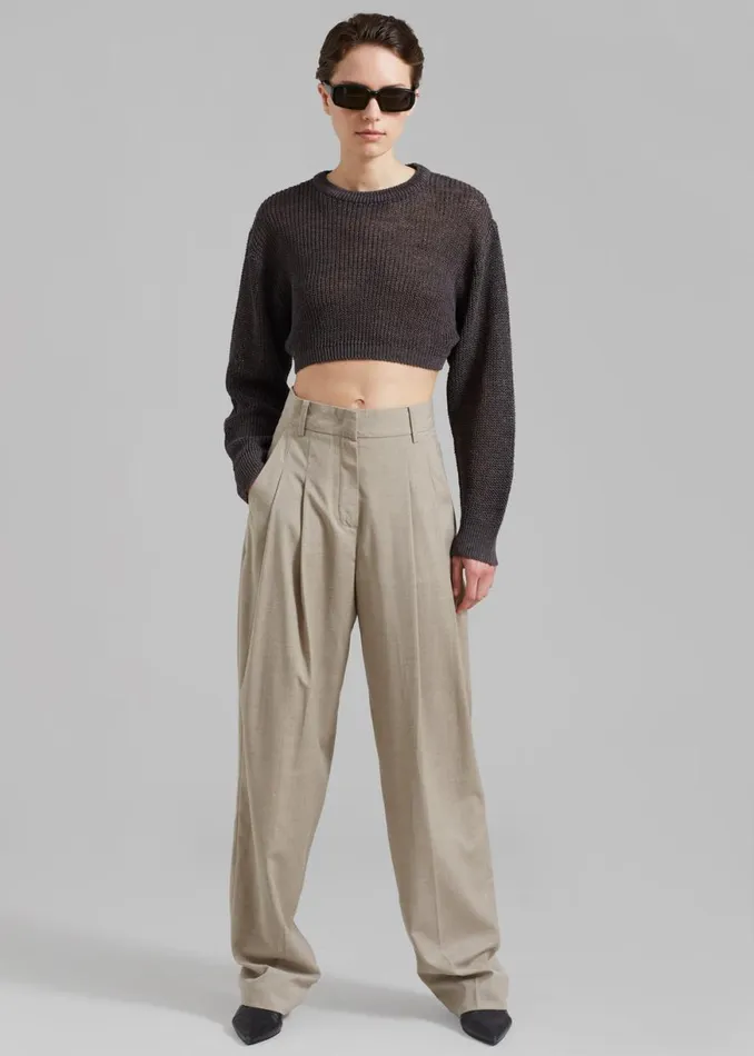 The Frankie Shop Abi Cropped Knit Top 8211 Charcoal Shop Knitwear