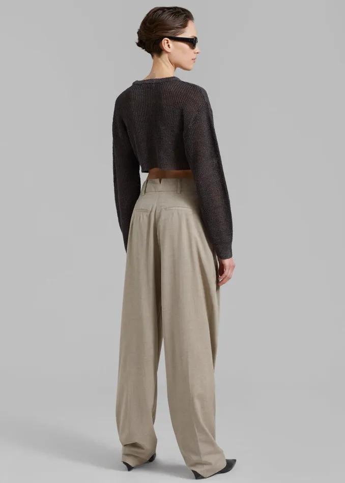 The Frankie Shop Abi Cropped Knit Top 8211 Charcoal Shop Knitwear