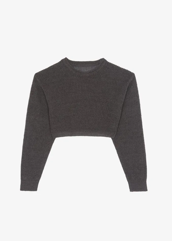The Frankie Shop Abi Cropped Knit Top 8211 Charcoal Shop Knitwear