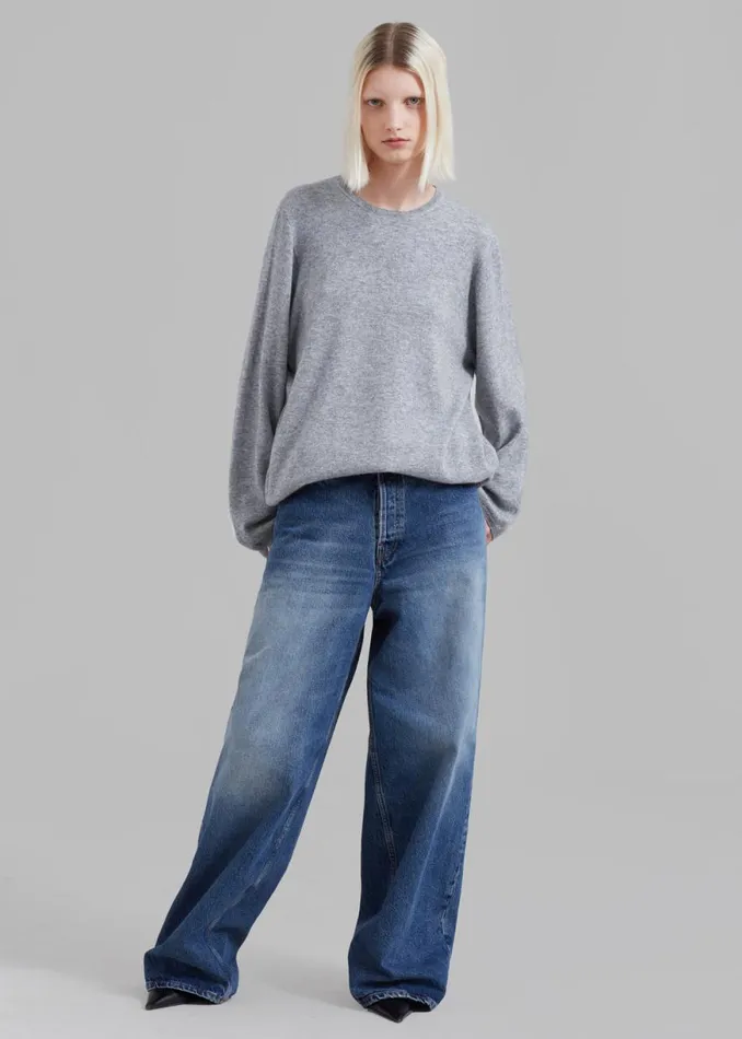 The Frankie Shop Bangor Roundneck Knit Top 8211 Grey Shop Knitwear