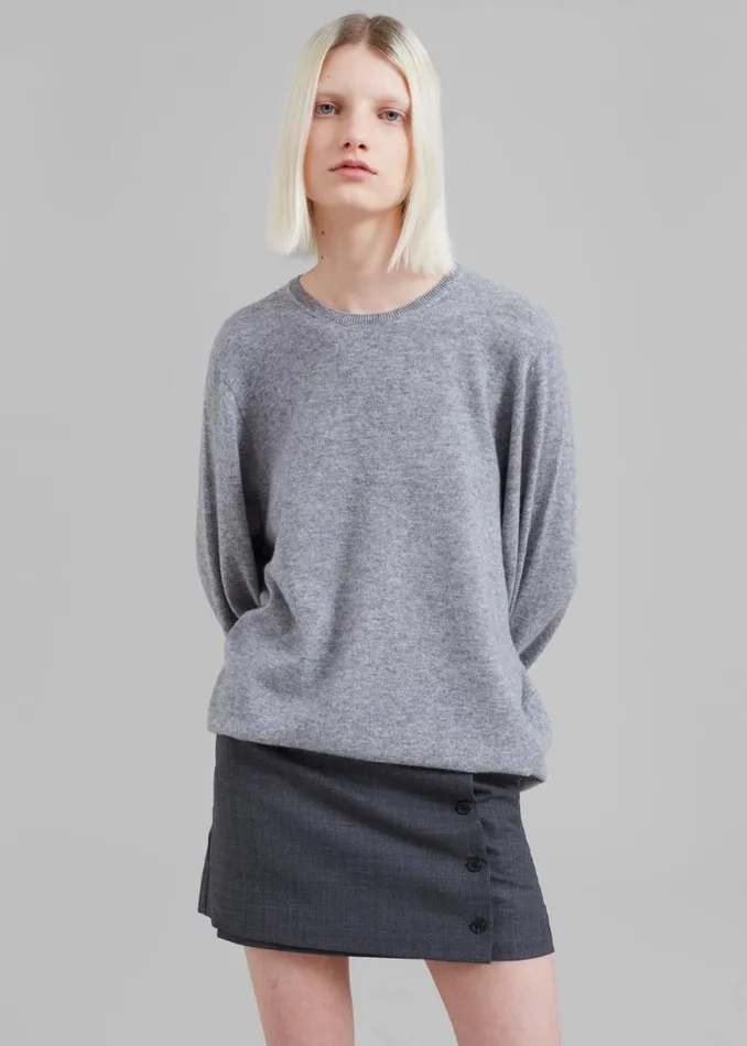 The Frankie Shop Bangor Roundneck Knit Top 8211 Grey Shop Knitwear