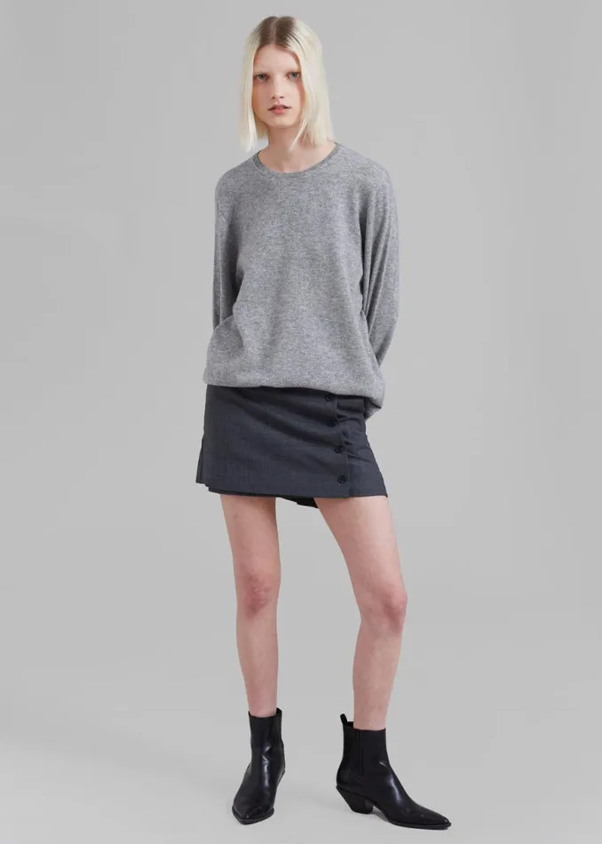 The Frankie Shop Bangor Roundneck Knit Top 8211 Grey Shop Knitwear