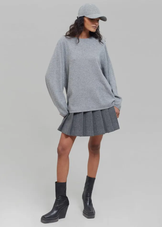 The Frankie Shop Bangor Roundneck Knit Top 8211 Grey Shop Knitwear
