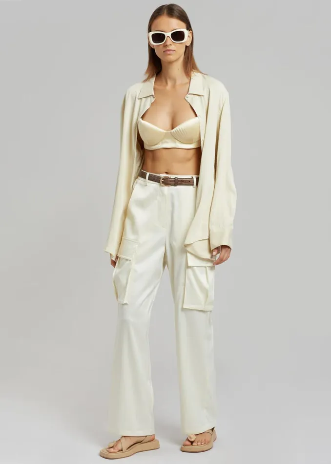 The Frankie Shop Bevza Seashell Short Bustier Top 8211 Champagne Shop Tops