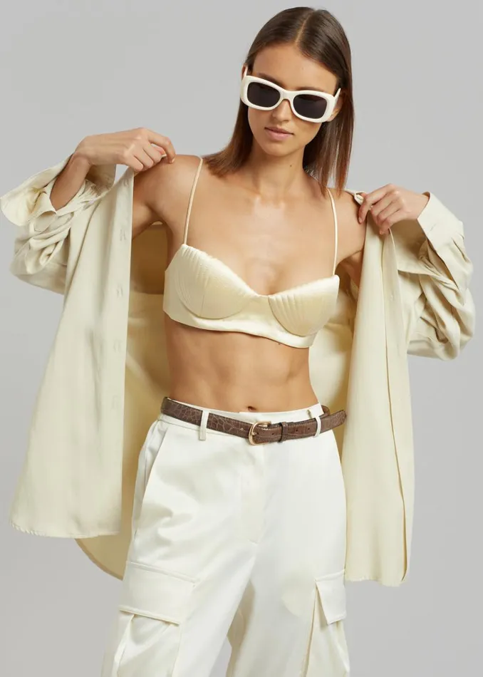 The Frankie Shop Bevza Seashell Short Bustier Top 8211 Champagne Shop Tops