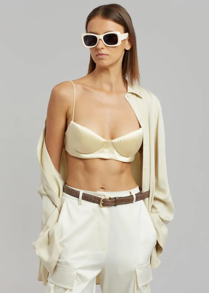 The Frankie Shop Bevza Seashell Short Bustier Top 8211 Champagne Shop Tops