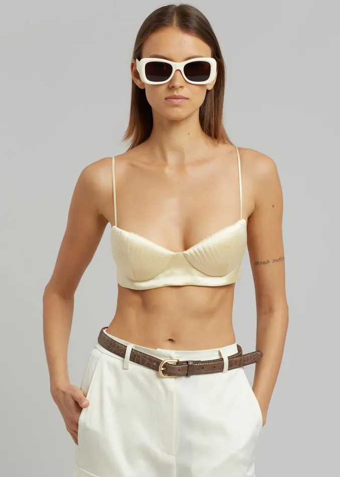 The Frankie Shop Bevza Seashell Short Bustier Top 8211 Champagne Shop Tops