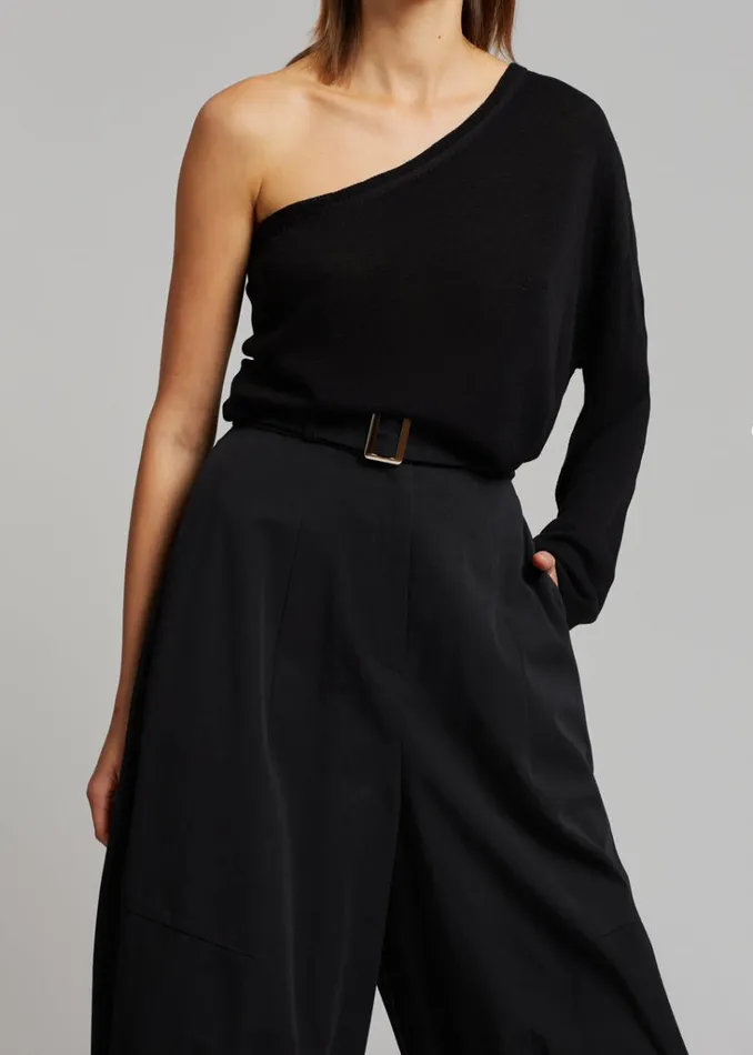 The Frankie Shop Bianca One Shoulder Loose Knit Top 8211 Black Shop Knitwear