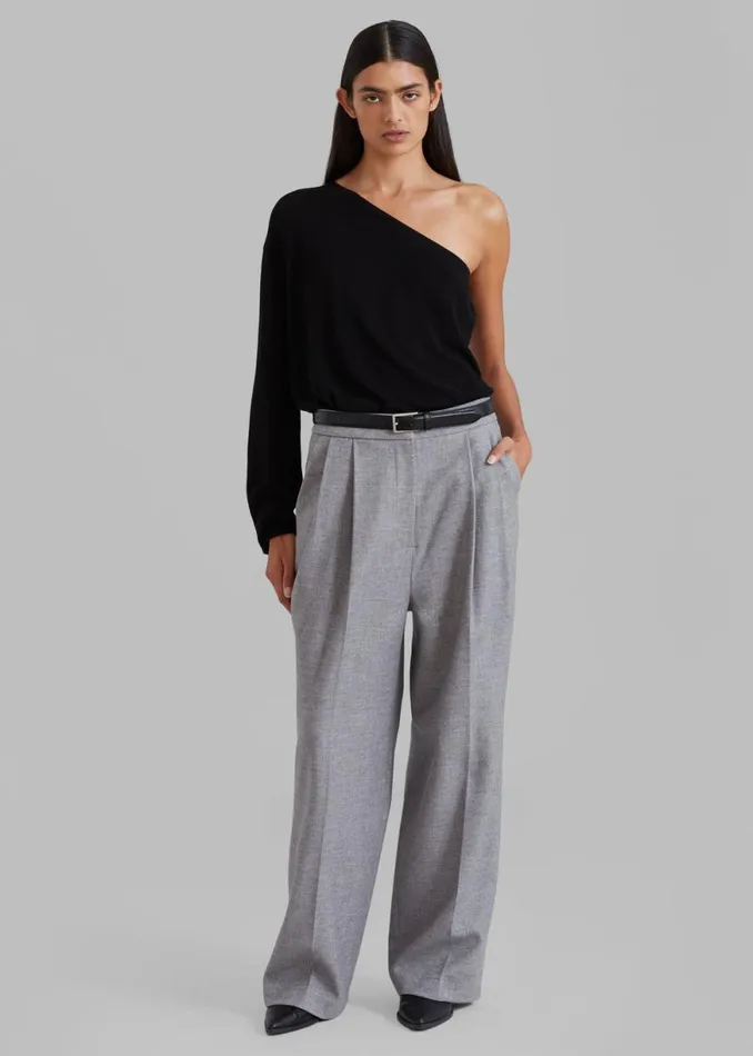 The Frankie Shop Bianca One Shoulder Loose Knit Top 8211 Black Shop Knitwear