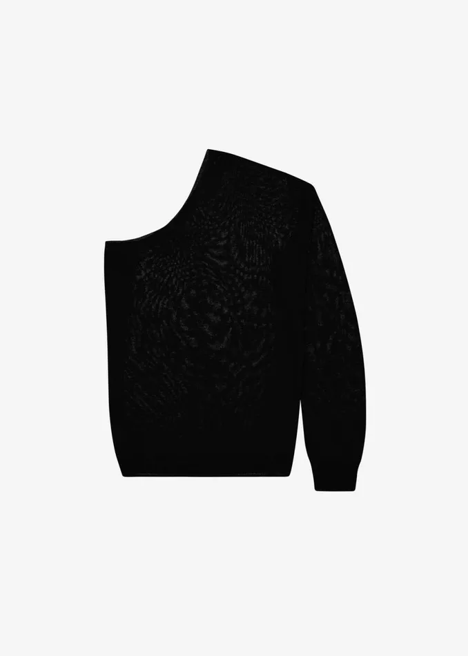 The Frankie Shop Bianca One Shoulder Loose Knit Top 8211 Black Shop Knitwear