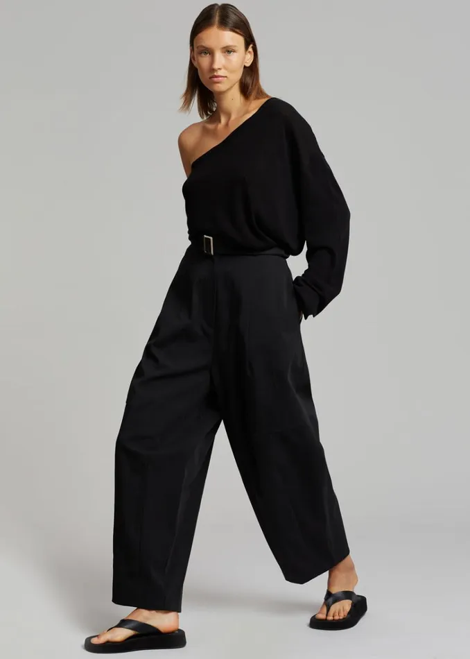 The Frankie Shop Bianca One Shoulder Loose Knit Top 8211 Black Shop Knitwear