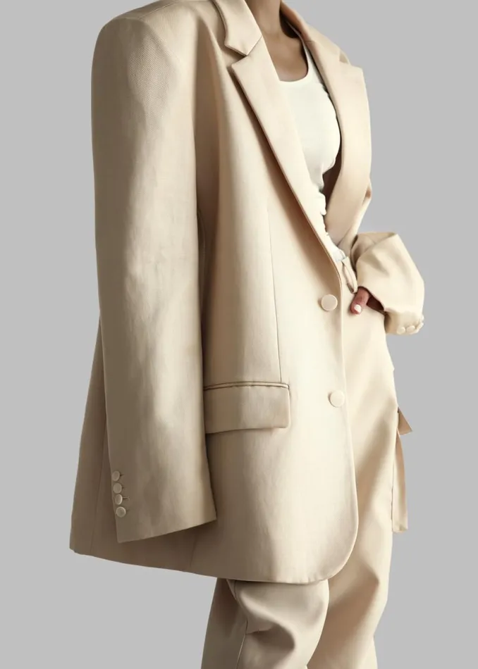 The Frankie Shop Blair Linen Blazer 8211 Beige Shop Outerwear