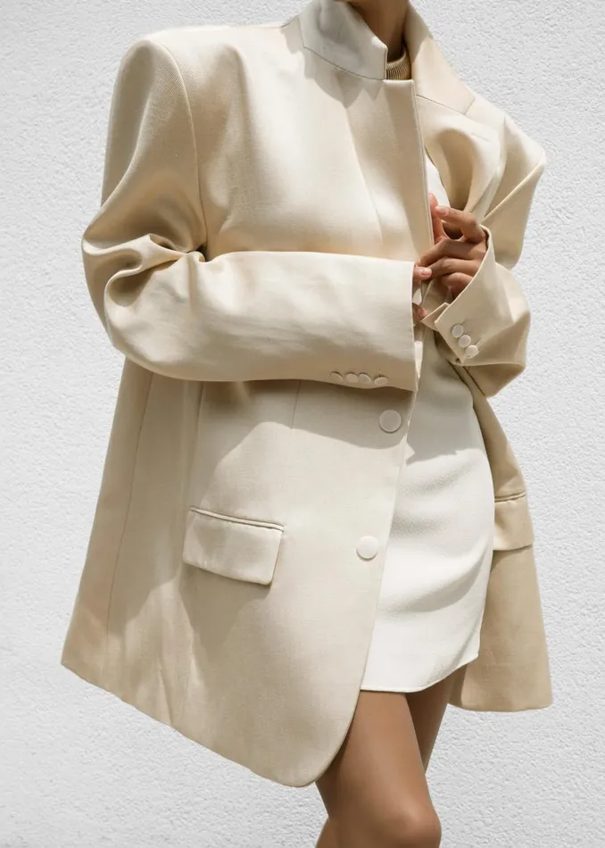The Frankie Shop Blair Linen Blazer 8211 Beige Shop Outerwear