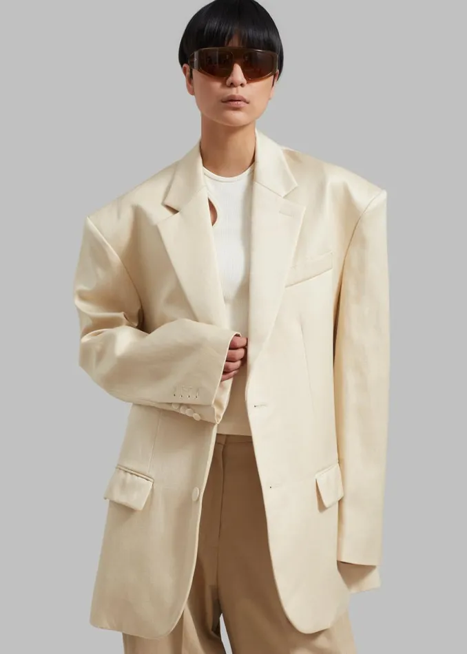 The Frankie Shop Blair Linen Blazer 8211 Beige Shop Outerwear