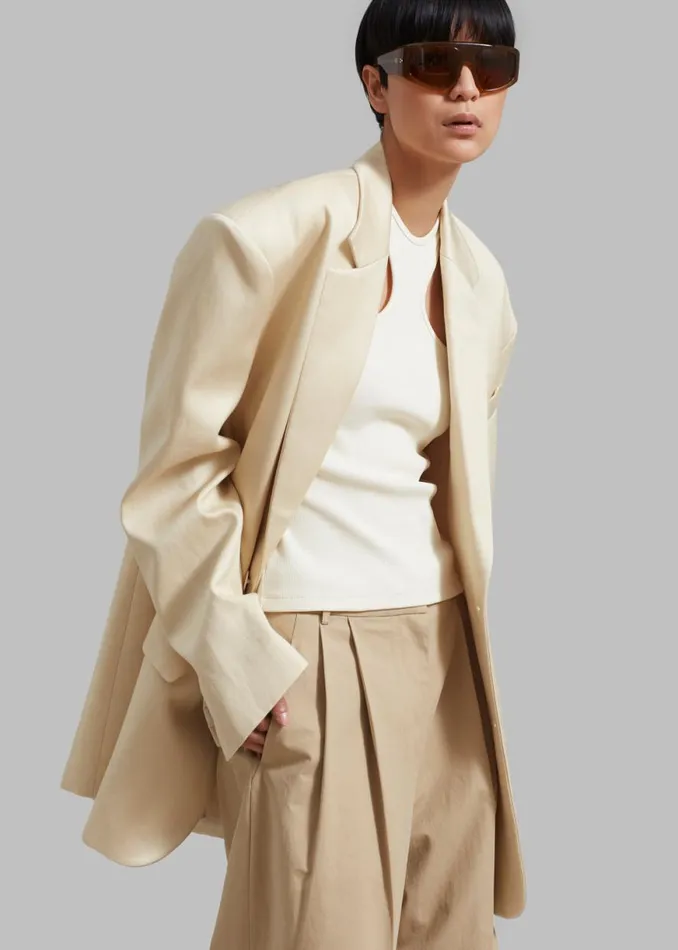 The Frankie Shop Blair Linen Blazer 8211 Beige Shop Outerwear