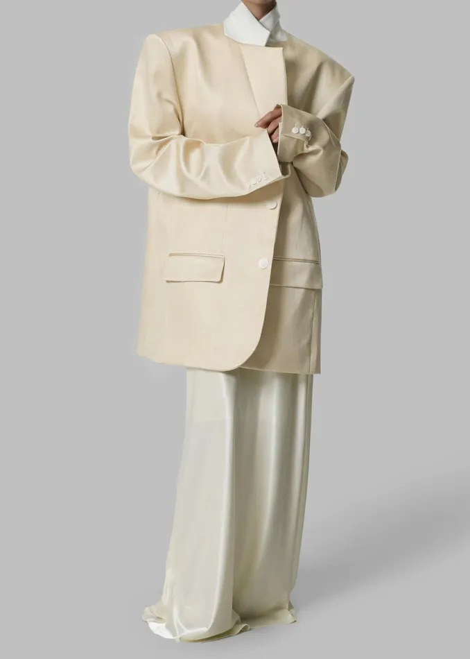 The Frankie Shop Blair Linen Blazer 8211 Beige Shop Outerwear