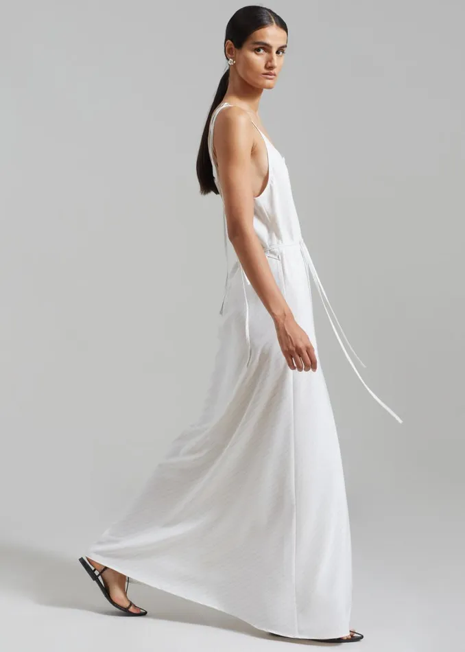 The Frankie Shop Brooke Tie Strap Maxi Dress 8211 Grey Stripe Shop Dresses