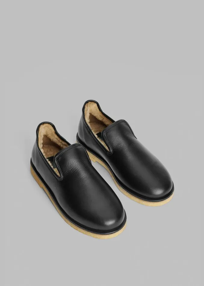 The Frankie Shop By Malene Birger Romine Leather Slippers 8211 Black Shop Shoes