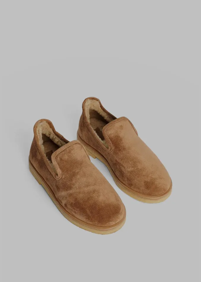 The Frankie Shop By Malene Birger Romine Suede Slippers 8211 Tobacco Brown Shop Shoes