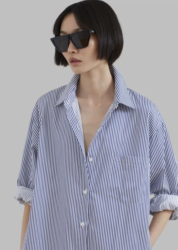 The Frankie Shop Cala Shirt Dress 8211 Navy Stripe Shop Dresses