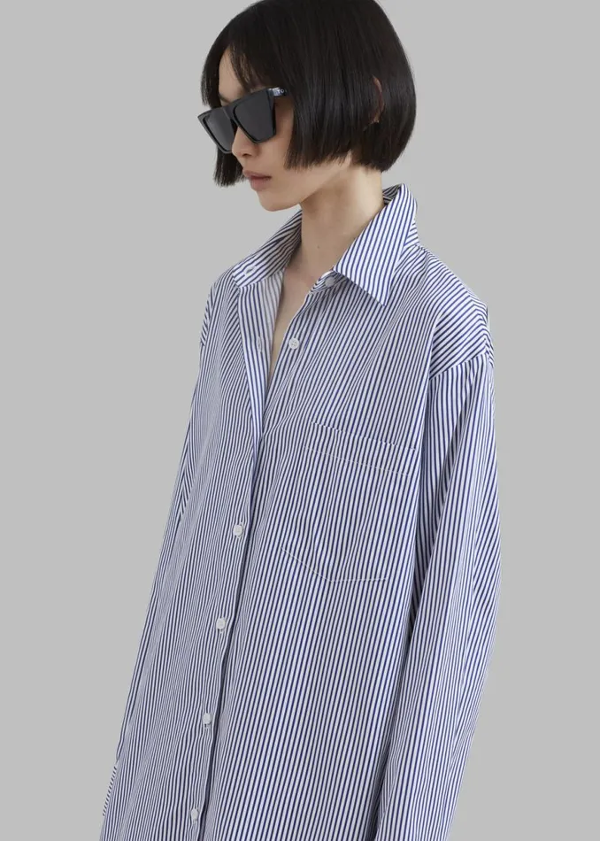 The Frankie Shop Cala Shirt Dress 8211 Navy Stripe Shop Dresses