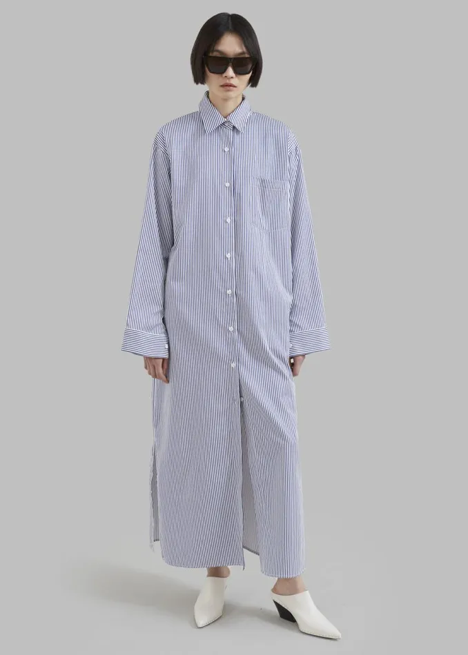 The Frankie Shop Cala Shirt Dress 8211 Navy Stripe Shop Dresses