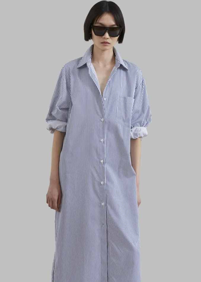 The Frankie Shop Cala Shirt Dress 8211 Navy Stripe Shop Dresses