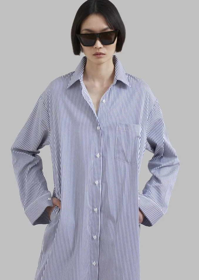 The Frankie Shop Cala Shirt Dress 8211 Navy Stripe Shop Dresses