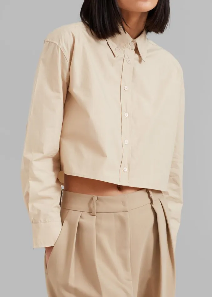 The Frankie Shop Caracas Cropped Shirt 8211 Beige Shop Tops