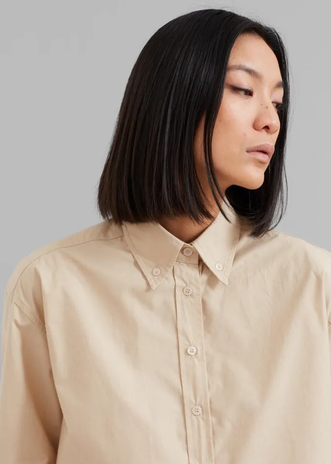 The Frankie Shop Caracas Cropped Shirt 8211 Beige Shop Tops