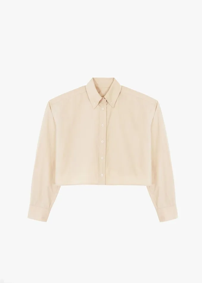 The Frankie Shop Caracas Cropped Shirt 8211 Beige Shop Tops