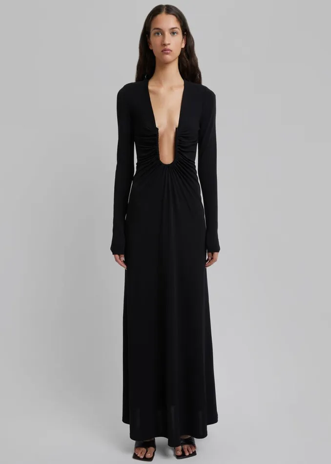 The Frankie Shop Christopher Esber Arced Palm Long Sleeve Dress 8211 Black Shop Dresses