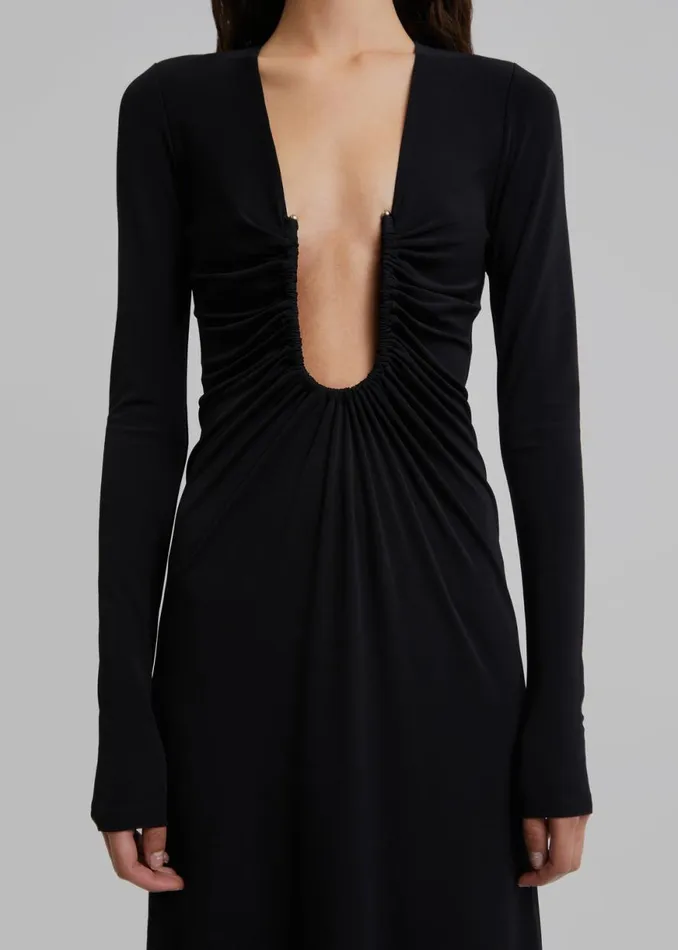 The Frankie Shop Christopher Esber Arced Palm Long Sleeve Dress 8211 Black Shop Dresses