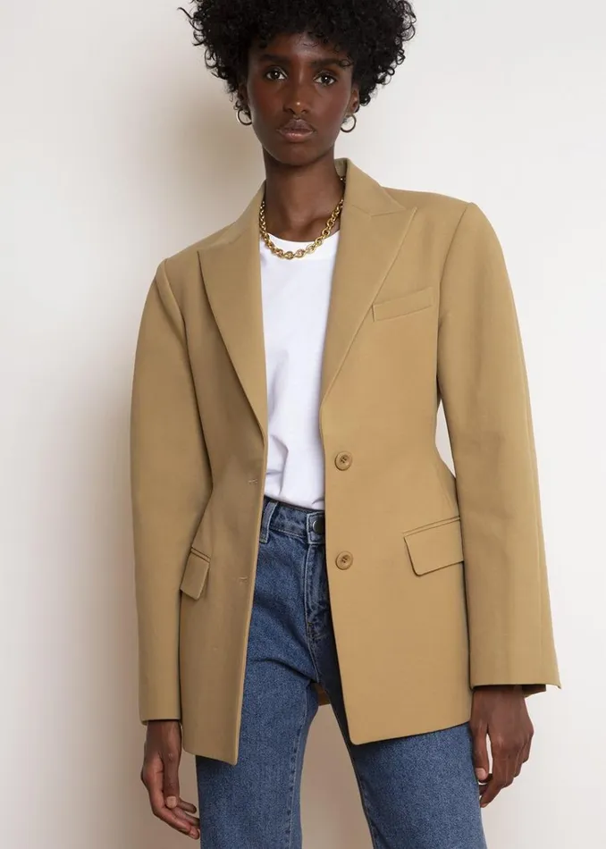 The Frankie Shop Colette Hourglass Blazer 8211 Camel Shop Outerwear