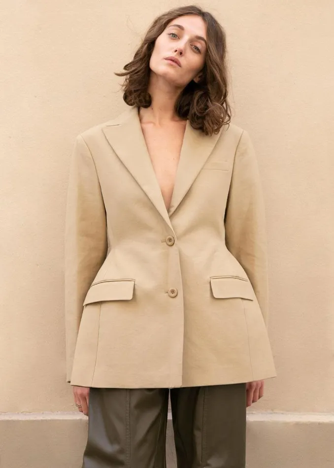 The Frankie Shop Colette Hourglass Blazer 8211 Camel Shop Outerwear