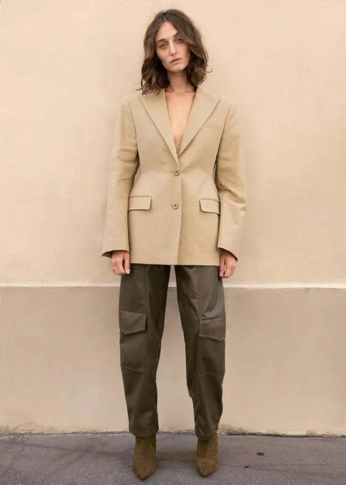 The Frankie Shop Colette Hourglass Blazer 8211 Camel Shop Outerwear